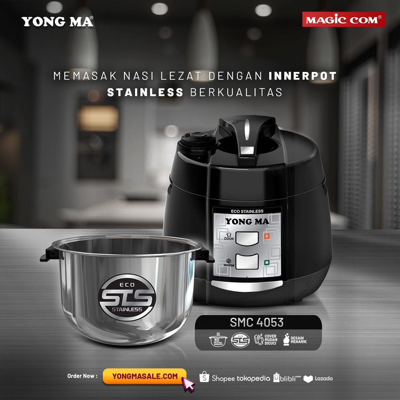 Yong Ma MagicCom Rice Cooker 2L - SMC 4053 | SMC4053 Hitam 
